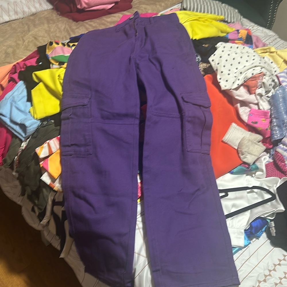 Purple cargo pants  - size is not on pants
